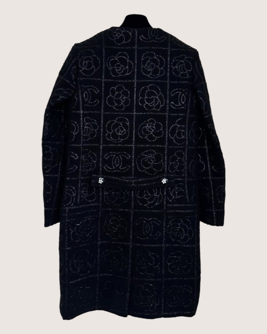 Chanel 23K Camellia Tweed Coat Black FR 36 - view 2