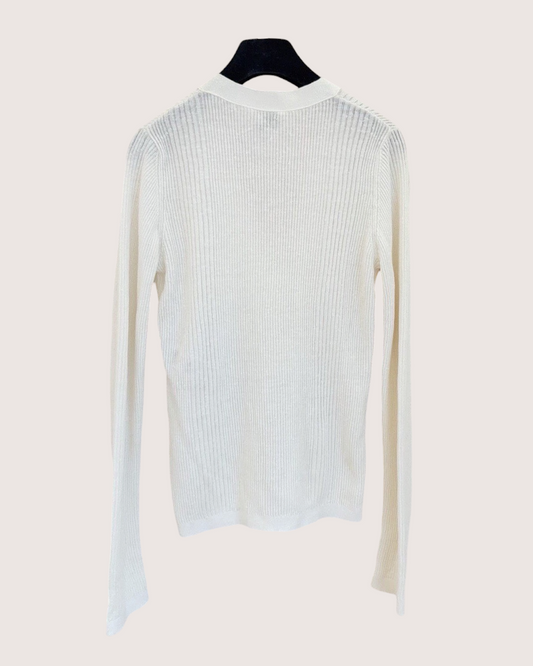 Chanel 26P Ribbed Cardigan White FR 38