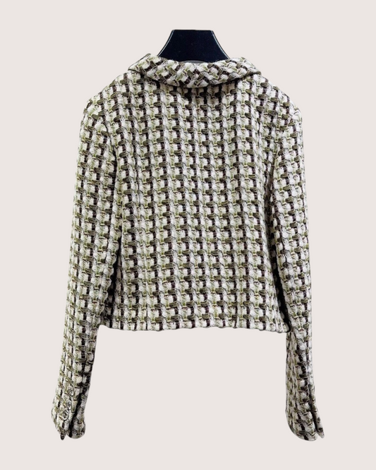 Chanel 23A Tweed Jacket - Beige/Ecru, Green, Brown, Multicolor, view 2