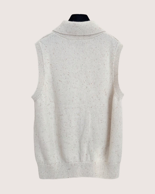 Chanel 25N Coco Neige Cashmere Bow Vest Beige/Ecru FR 38