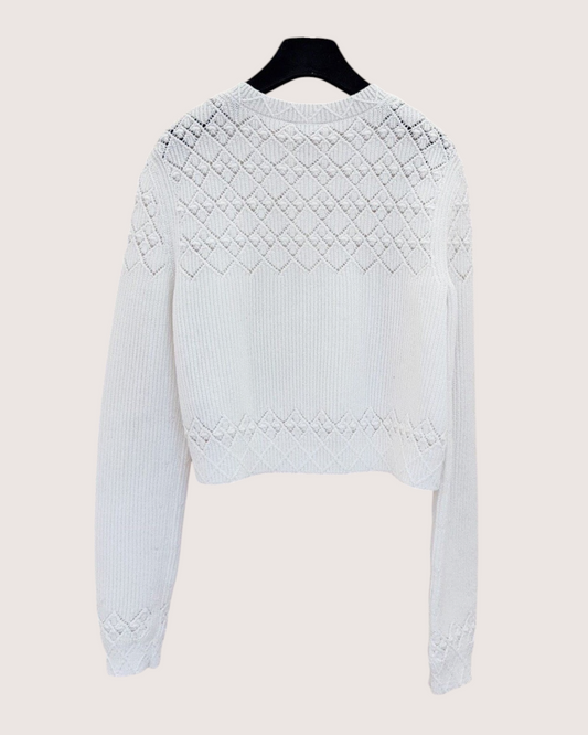 Chanel 25P Openwork Cardigan White FR 36