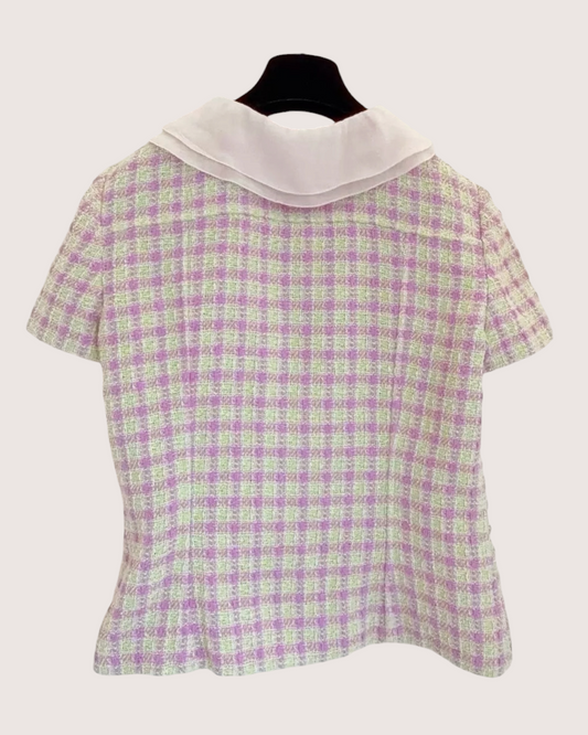 Chanel 25S Plaid Tweed Jacket - Pink, Green, view 2