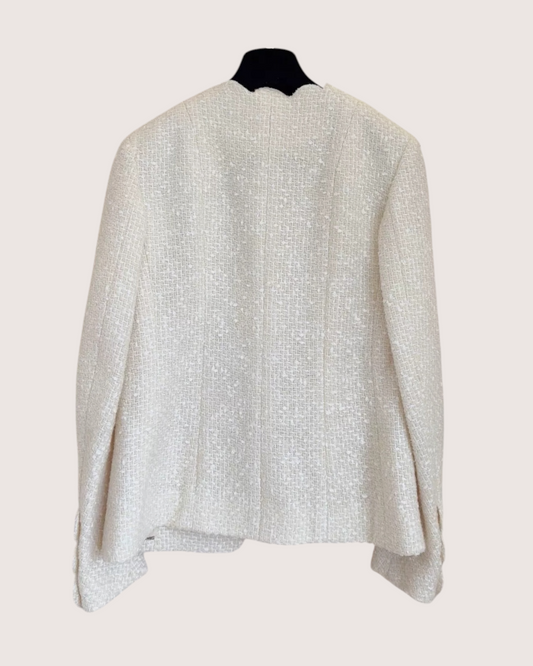 Chanel 20K Embroidered Tweed Jacket - White, Beige/Ecru, view 2