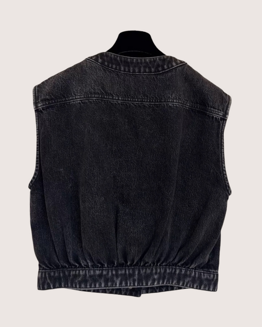 Chanel 25K Cropped Denim Vest Black, Grey FR 34