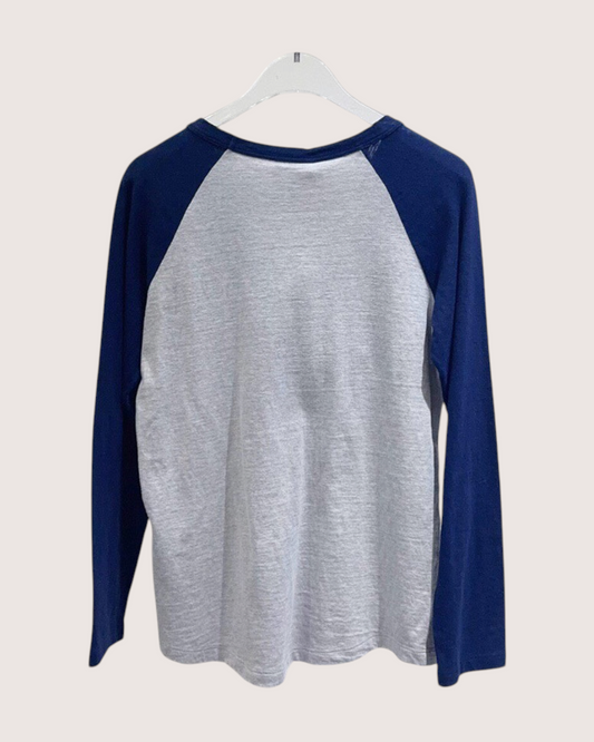 Celine Long-Sleeve Logo T-Shirt Grey, Navy FR 36