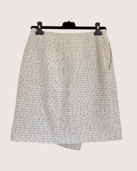 Chanel 26C Sequined Tweed Mini Skirt - Beige/Ecru, Gold, view 2