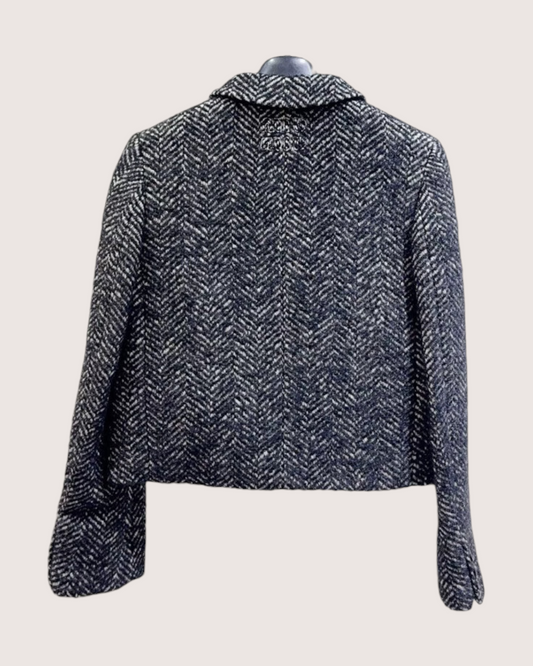 Miu Miu Tweed Herringbone Jacket - Black, White, view 2