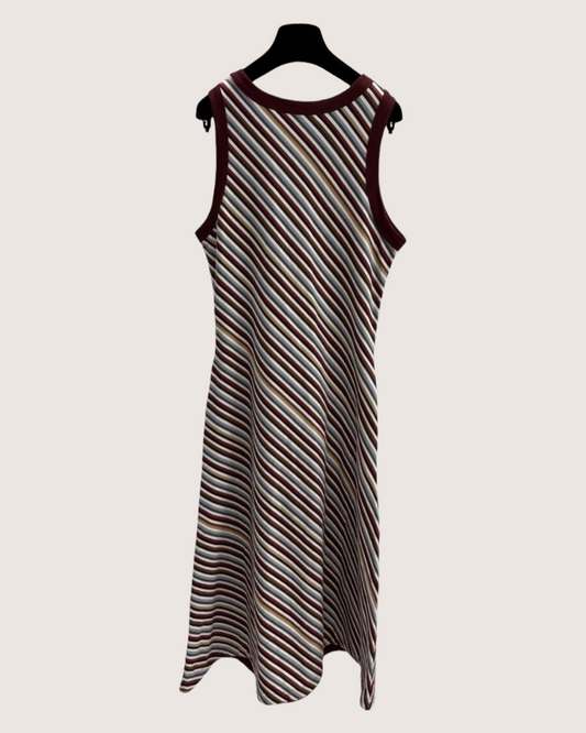 Chanel 26M Coco Beach Striped Mid-Length Dress - Burgundy, White, Grey, Multicolor, view 2