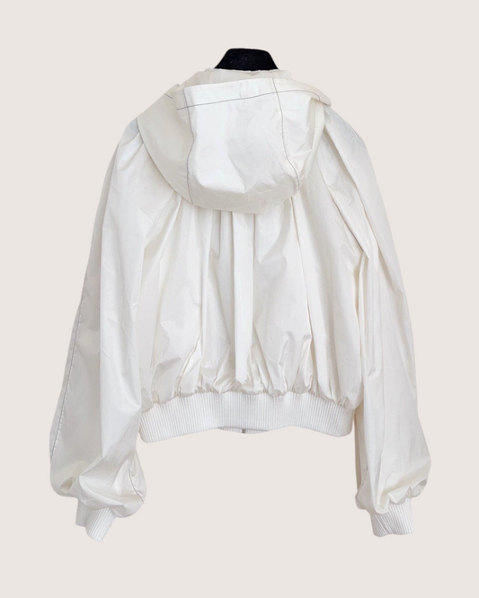 Chanel 25M Coco Beach Bow Zip-Up Jacket Beige/Ecru FR 36