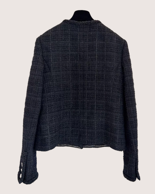 Chanel 25B Tweed Four-Pocket Jacket Black, Grey FR 36