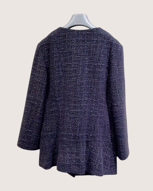 Chanel 12A Collarless Tweed Jacket Black, Purple, Multicolor FR 36