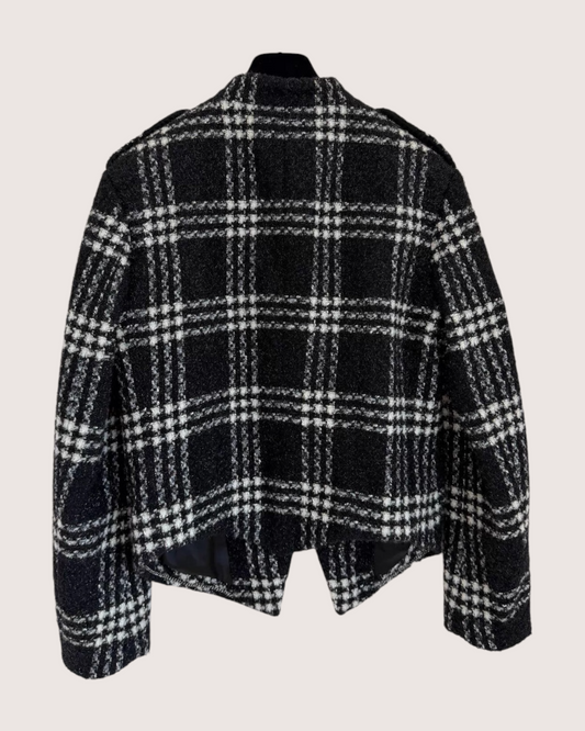Chanel 22K Plaid Tweed Jacket Black, White FR 36 - view 2