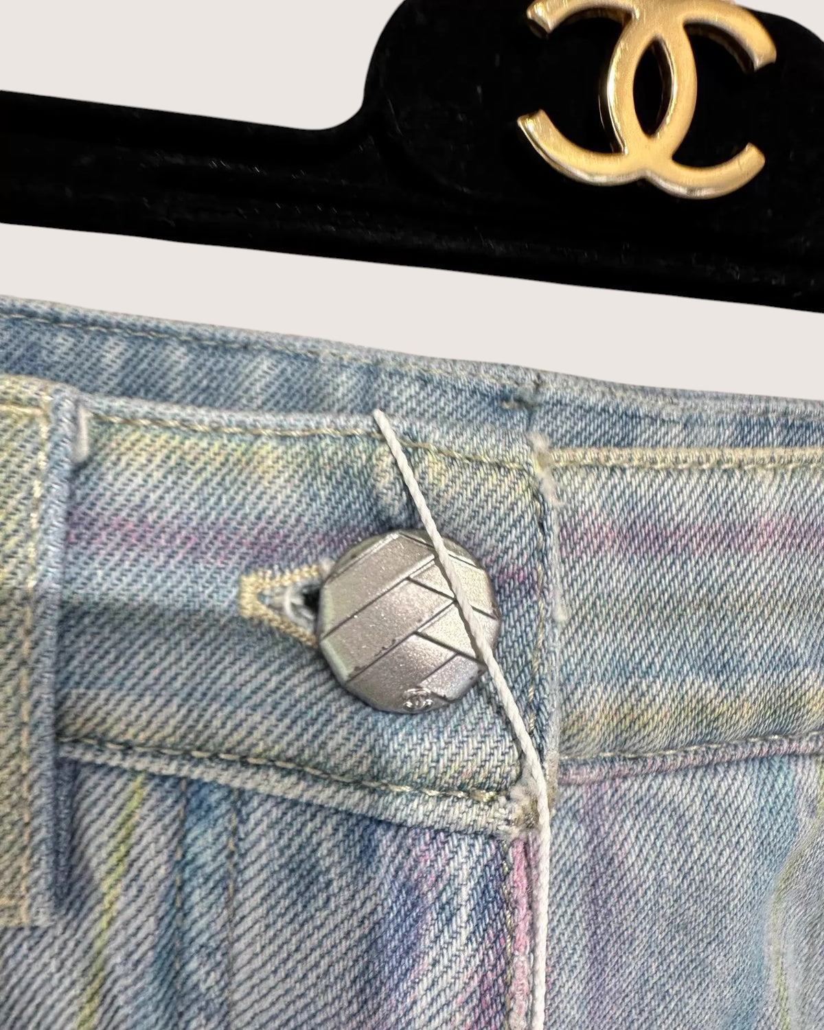 Chanel 18S Striped Denim Mini Shorts
