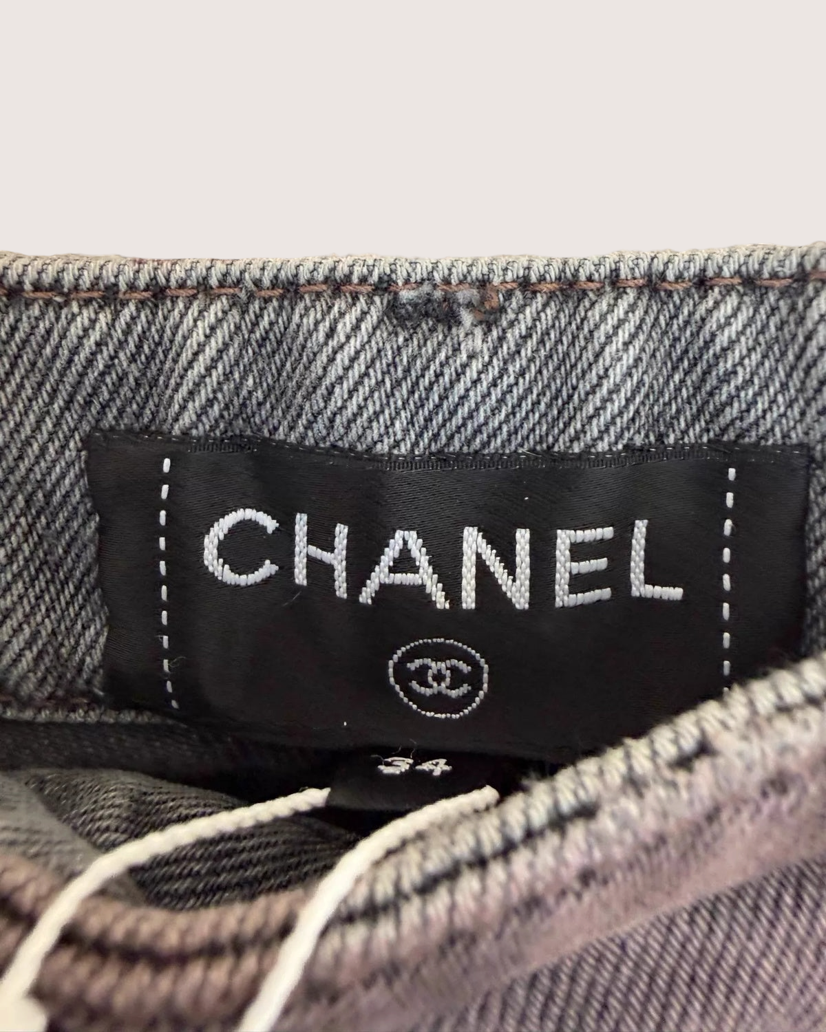 Chanel 25A Camellia Wide-Leg Denim Jeans