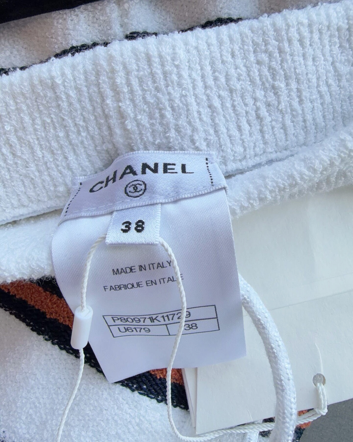 Chanel 26C Striped Wide-Leg Trousers White, Black, Orange FR 38