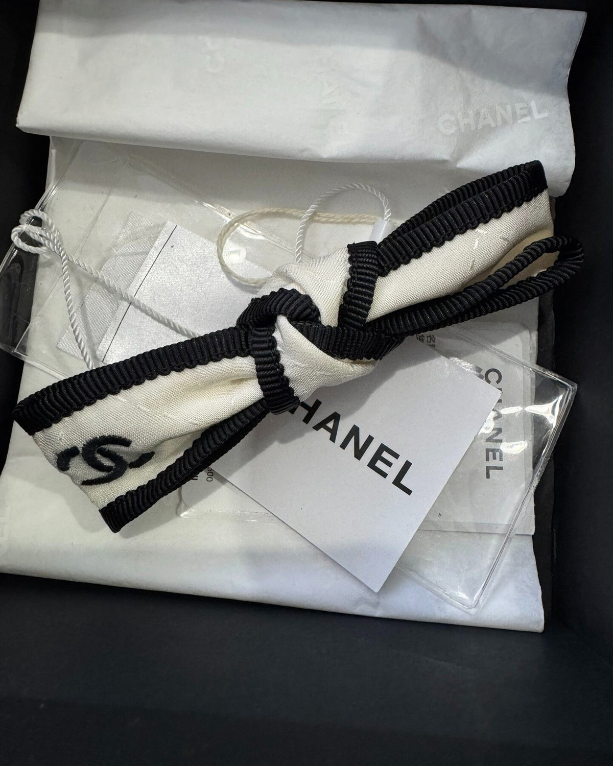 Chanel 24P Bow Logo CC Hair Accessory Black One Size
