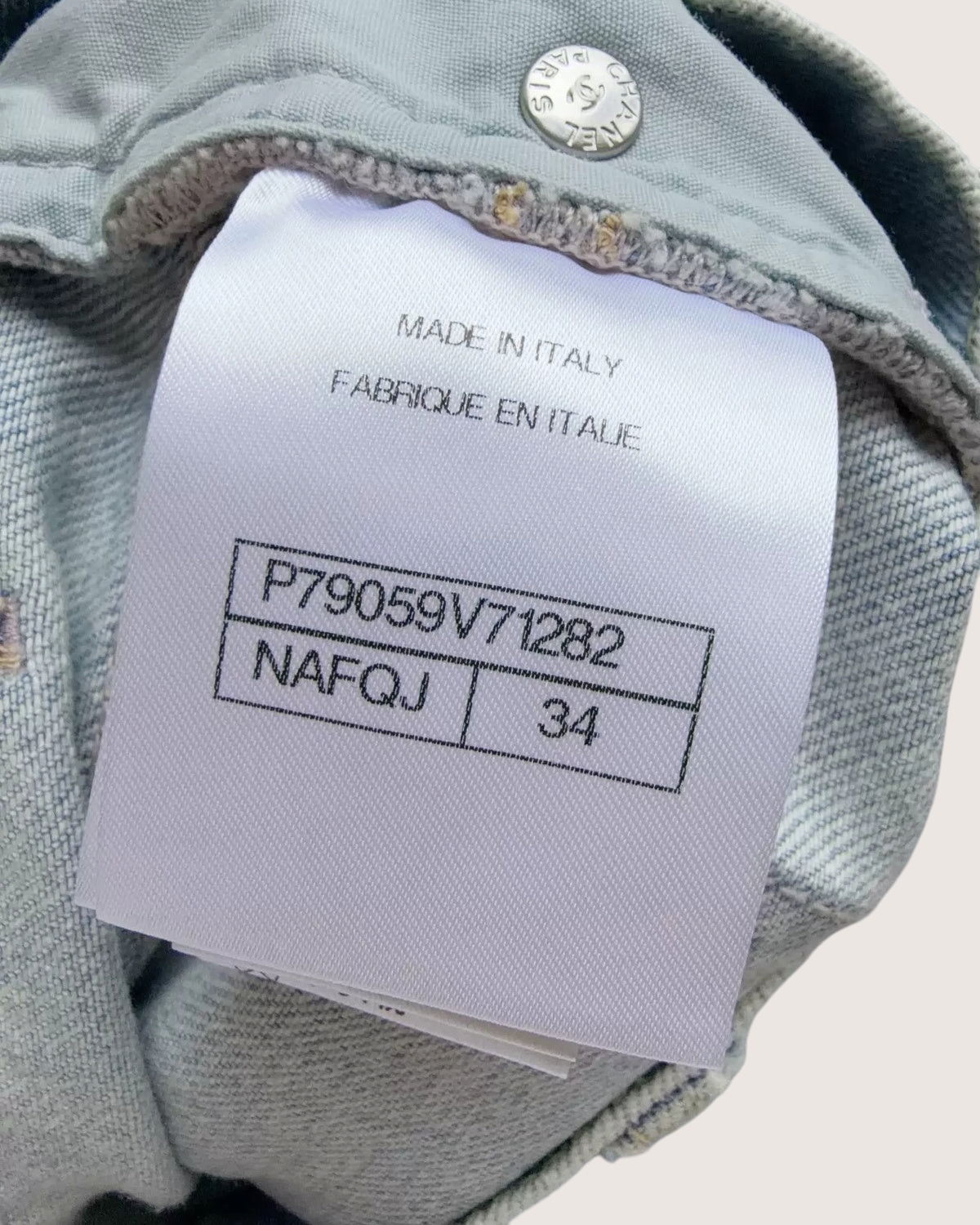 Chanel 25P Straight Denim Jeans Blue, White FR 34