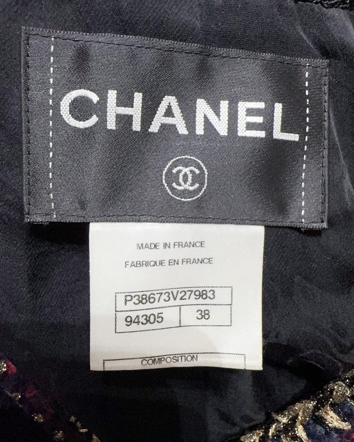 Chanel 09A Tweed CC-Button Jacket Navy, Burgundy, Gold FR 38