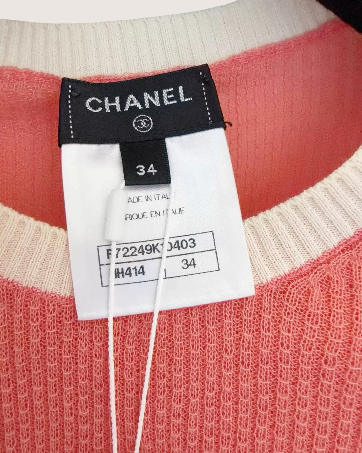 Chanel 22P CC Knit Short-Sleeve Top Orange FR 34