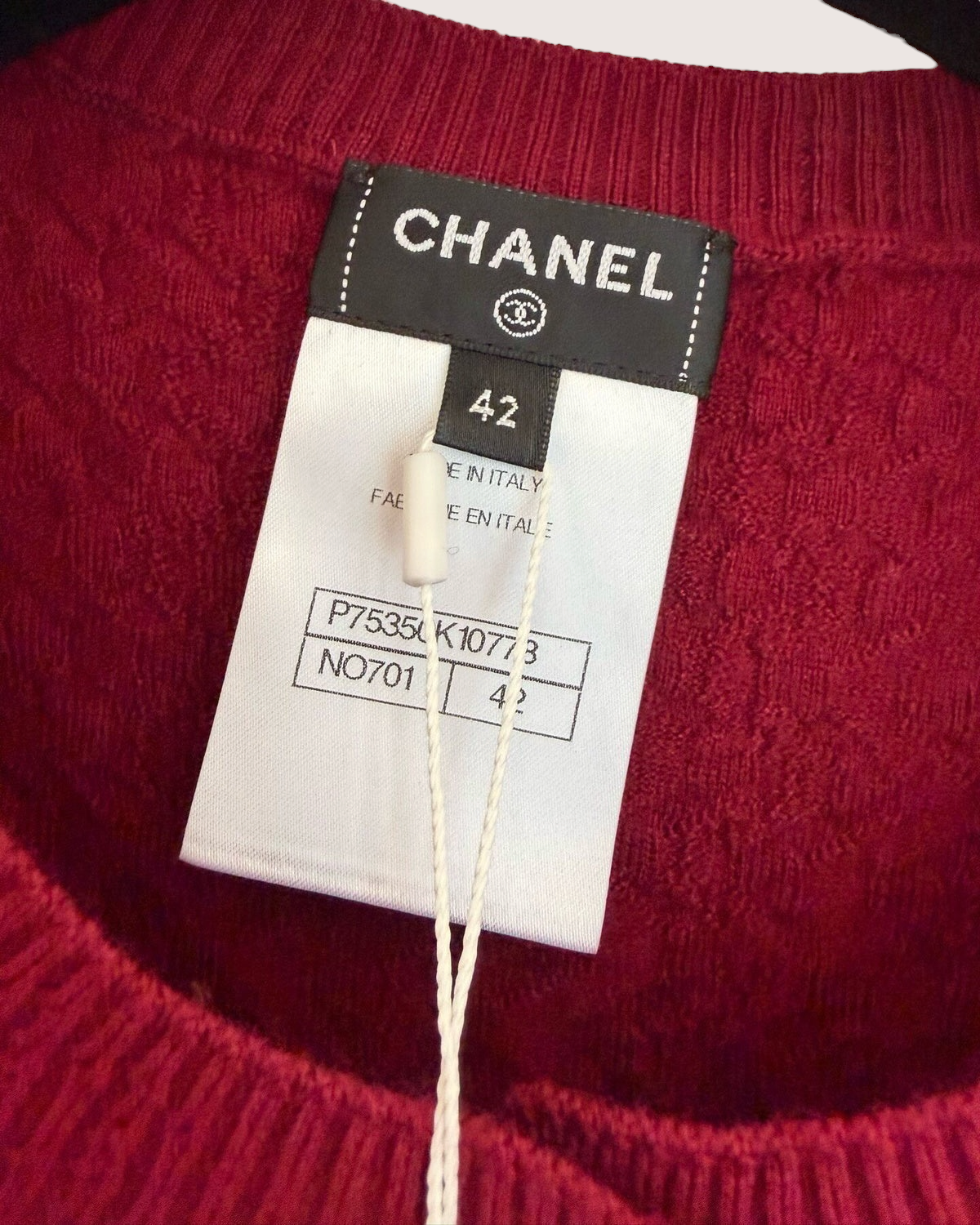 Chanel 23A Cashmere Cable Cardigan Red FR 42