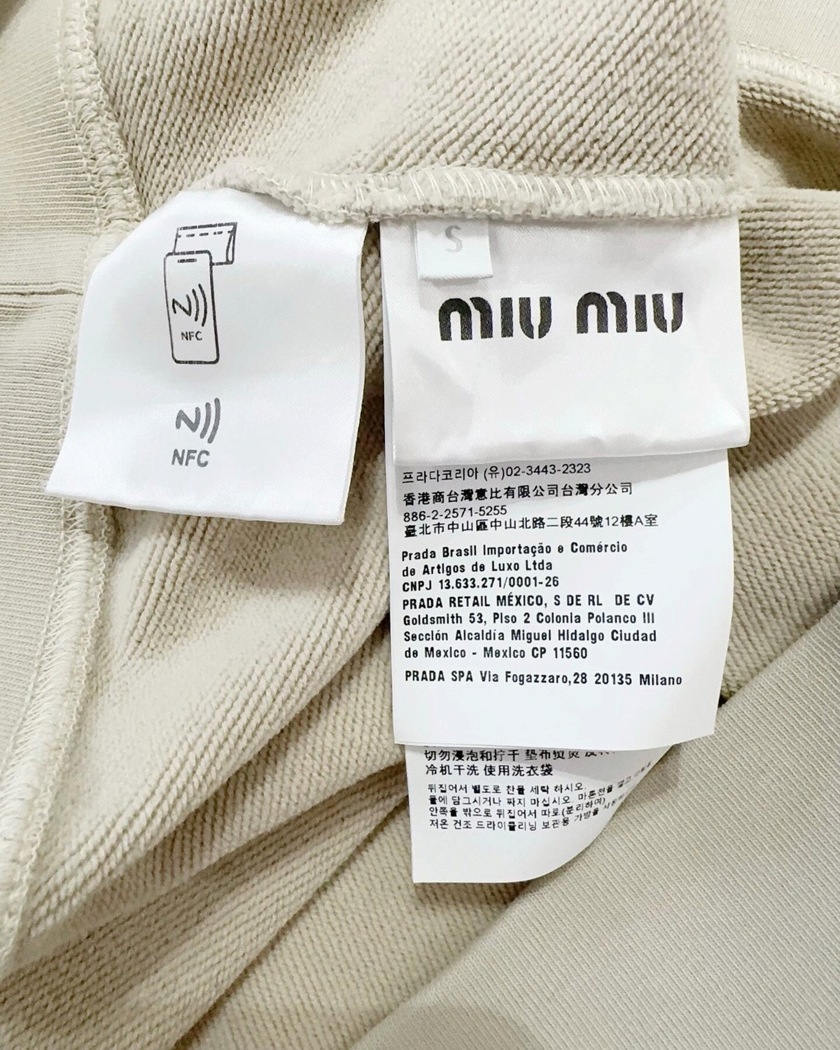 Miu Miu Cropped Sweatshirt Beige/Ecru FR 36