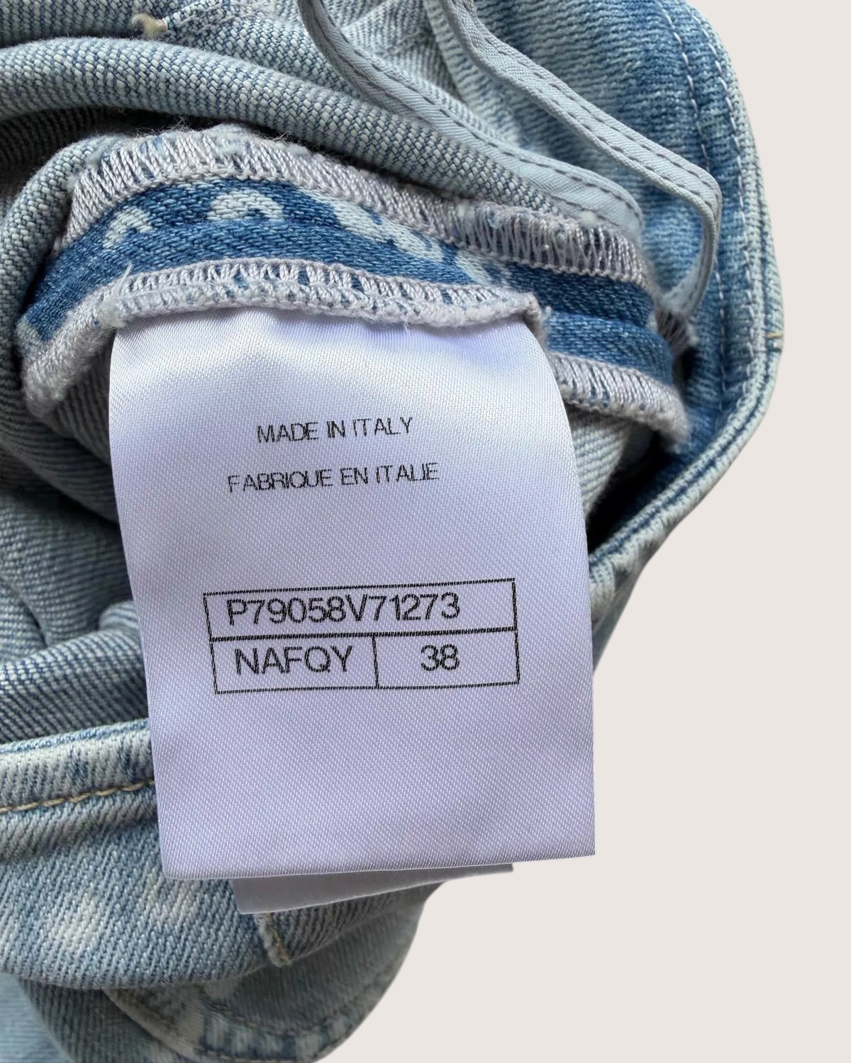 Chanel 25P Pearl Print Denim Jeans