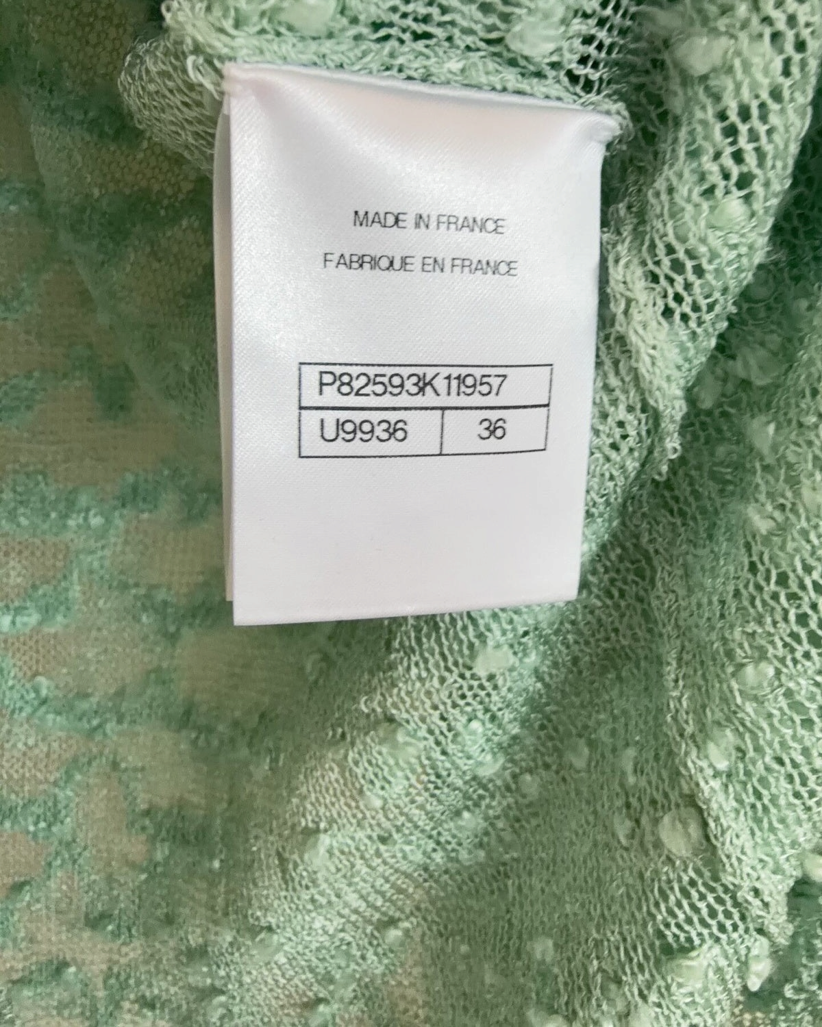 Chanel 26A Bouclé Cardigan Green FR 36