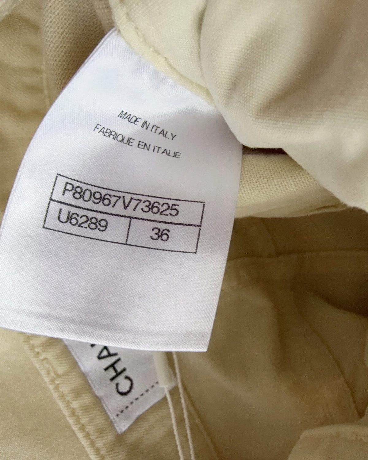 Chanel 26C Denim Wide-Leg Jeans Beige/Ecru FR 36