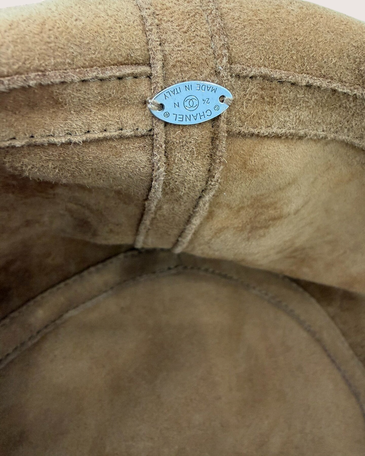 Chanel 24N Shearling Logo Hat Brown One Size