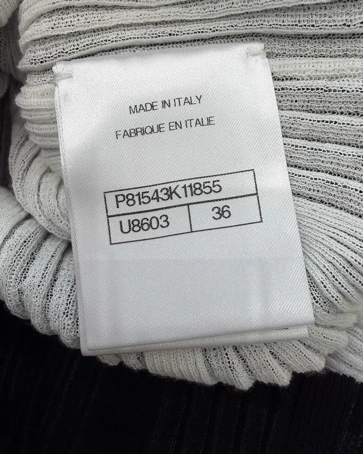 Chanel 26M Coco Beach Ribbed-Knit Short-Sleeve Top Black FR 36