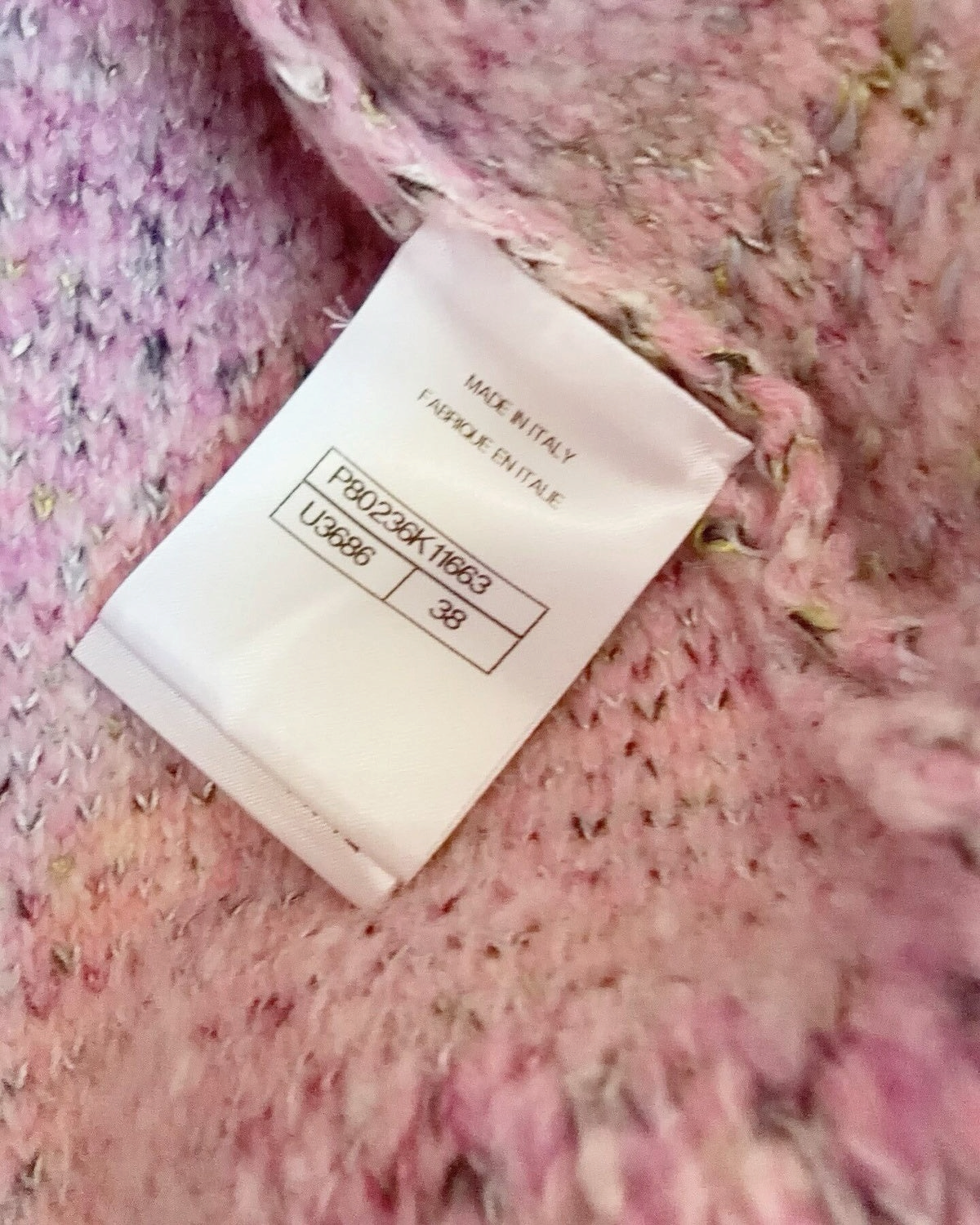 Chanel 25B Melange Cardigan Pink, Grey, Multicolor FR 38