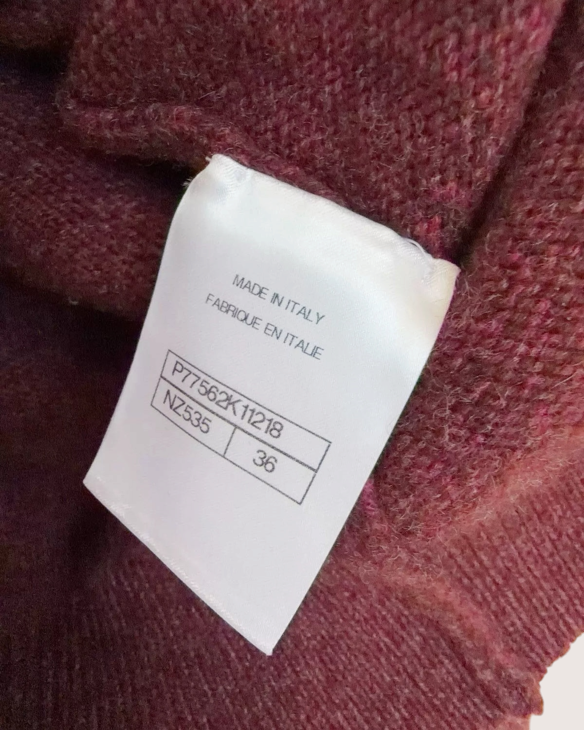 Chanel CC Guitar Logo Sweater Burgundy FR 36