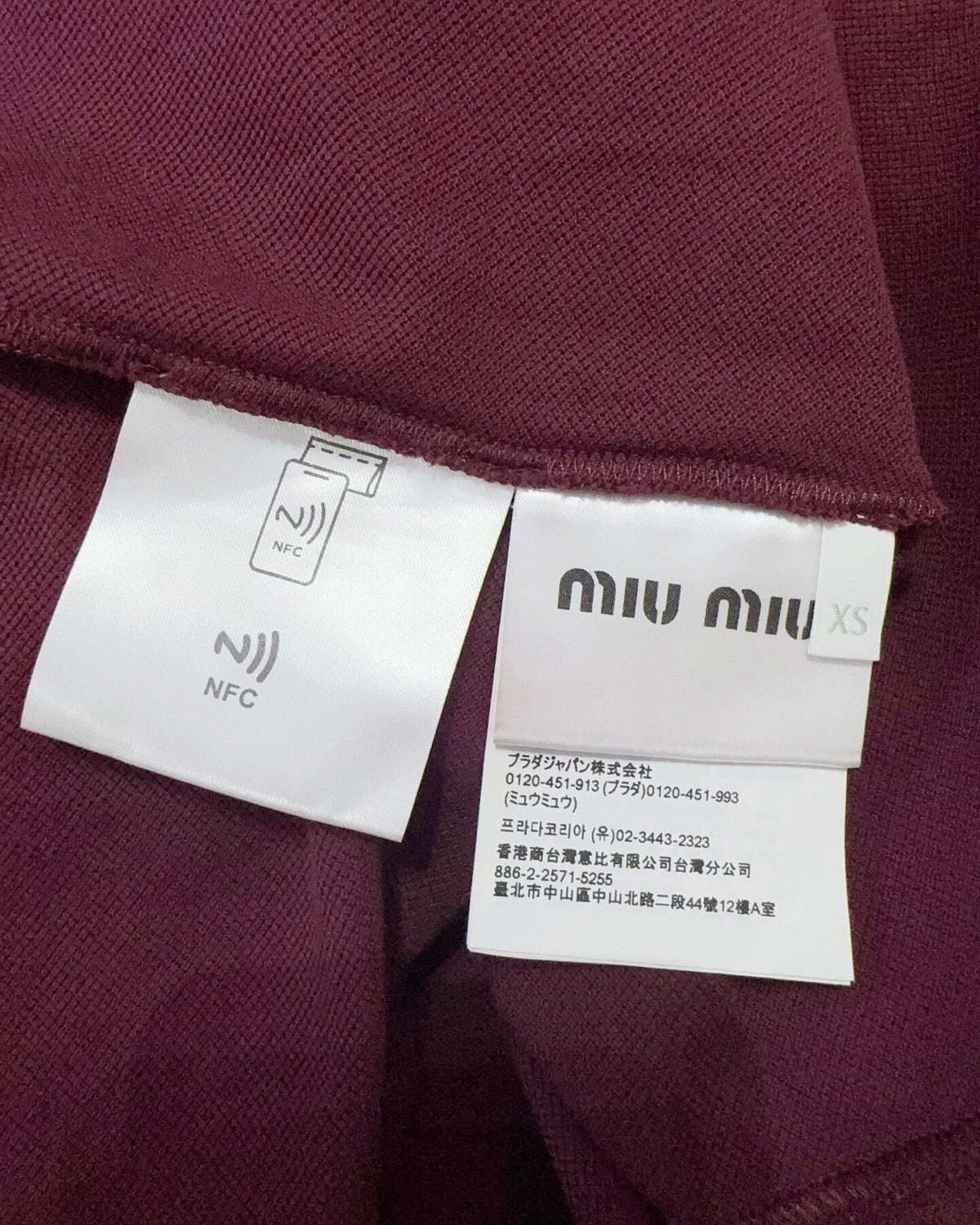 Miu Miu Colorblock Long-Sleeve Top Burgundy, White FR 34
