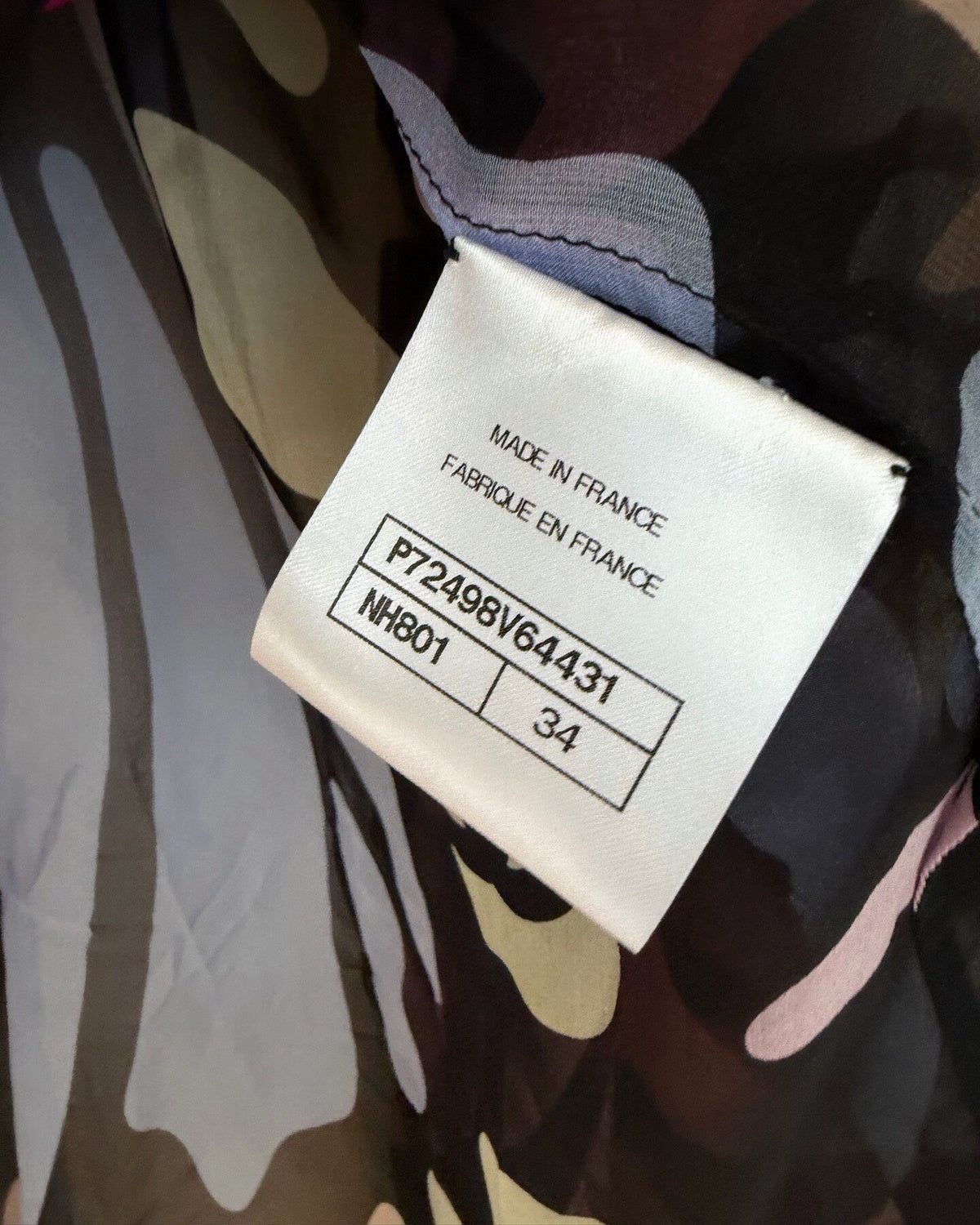 Chanel 22S Sheer CC Abstract-Print Top Black, Pink, Blue, Multicolor FR 34