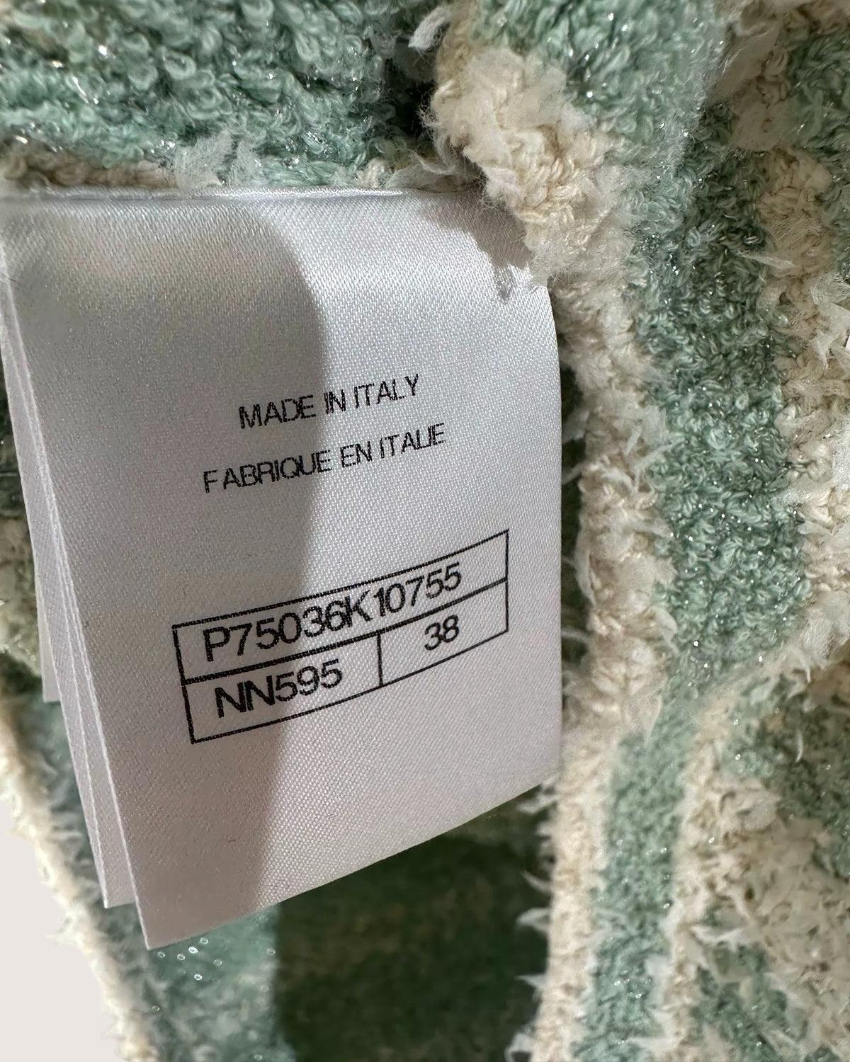 Chanel 23S Tweed Strappy Mini Dress Green, White FR 38
