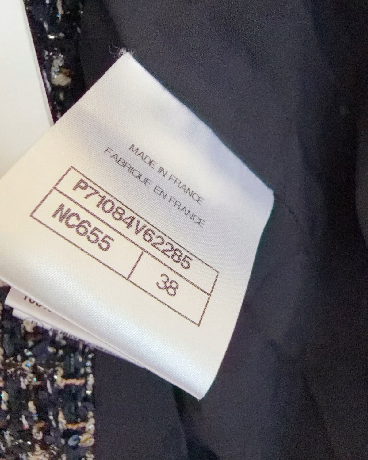Chanel 21A Sequin Tweed Chain-Trim Coat Black, Purple FR 38