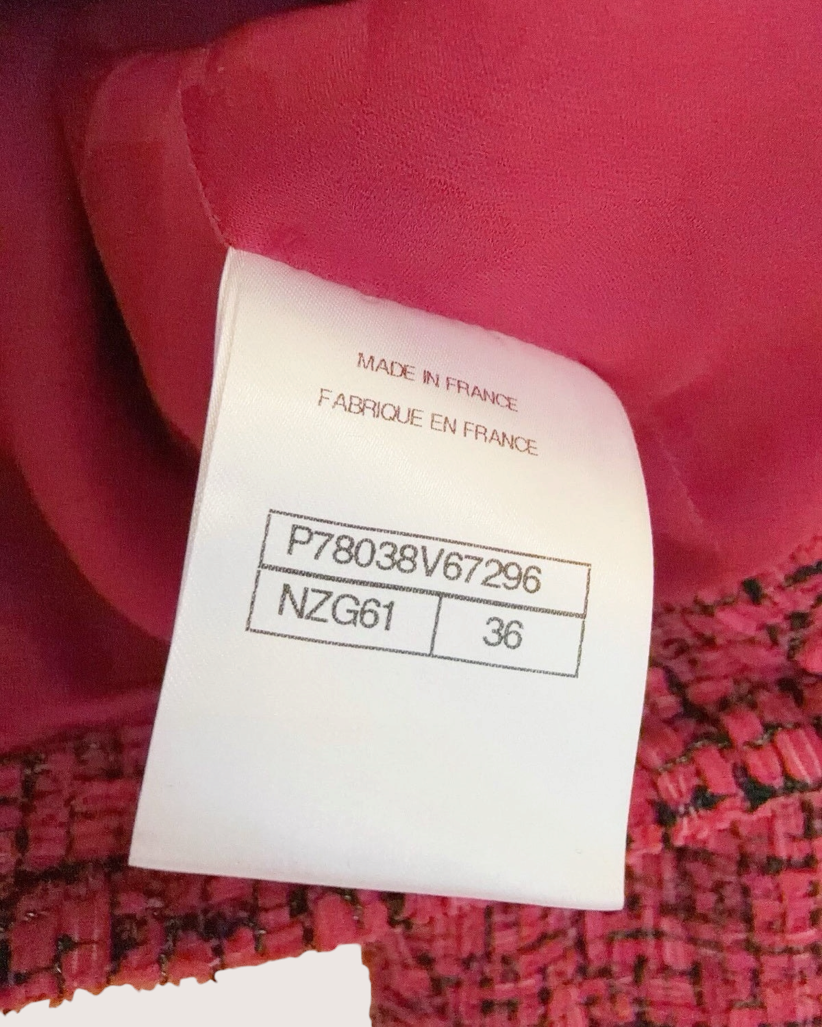 Chanel 25C Tweed Jacket Pink, Black FR 36