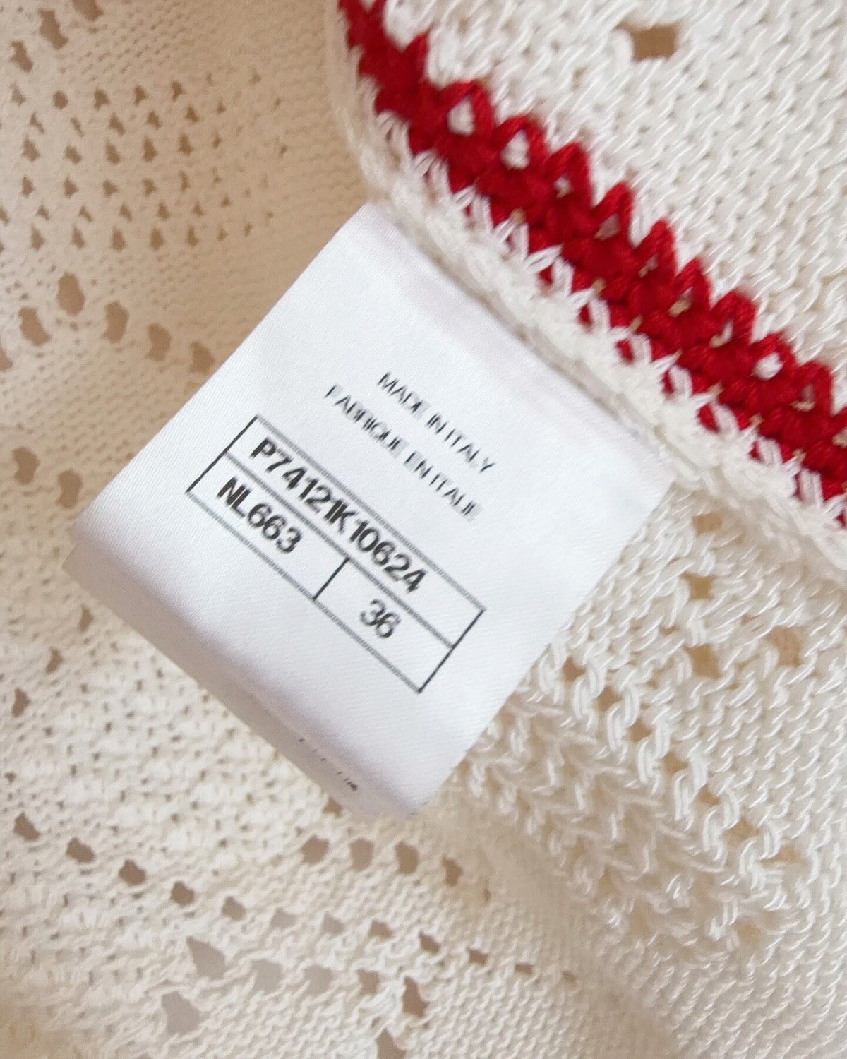 Chanel 24P Openwork Cardigan White, Red FR 36
