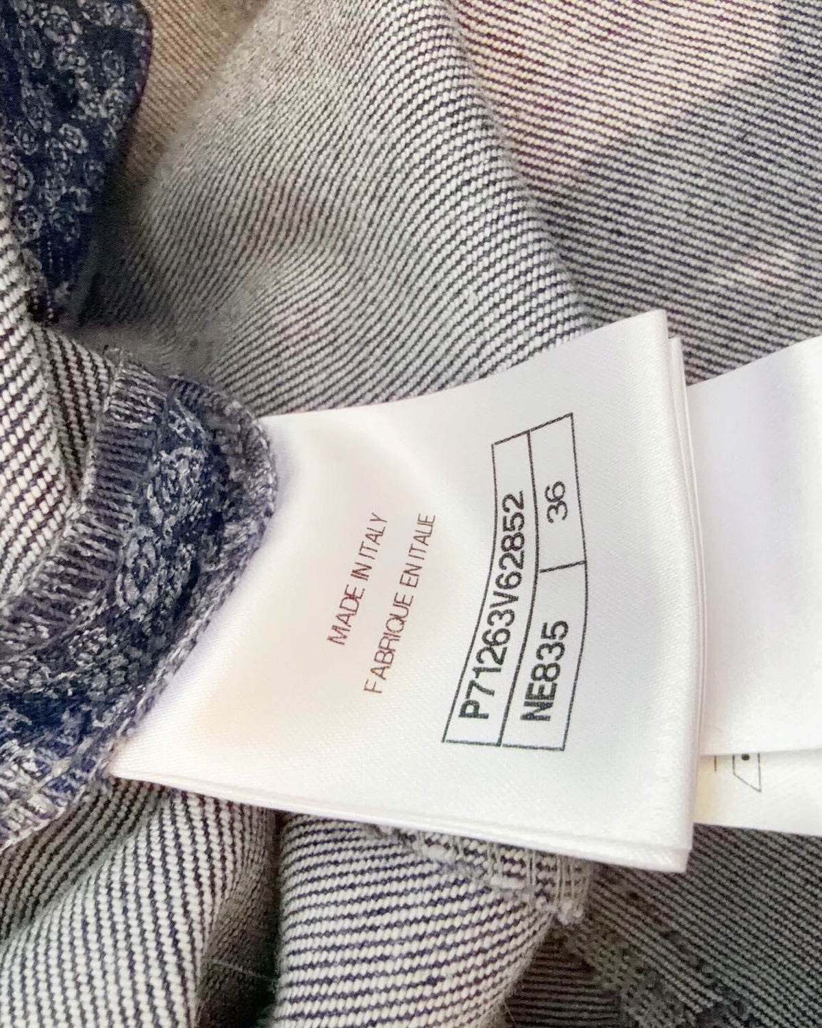Chanel 21B Camellia Straight Denim Jeans Blue, White FR 36
