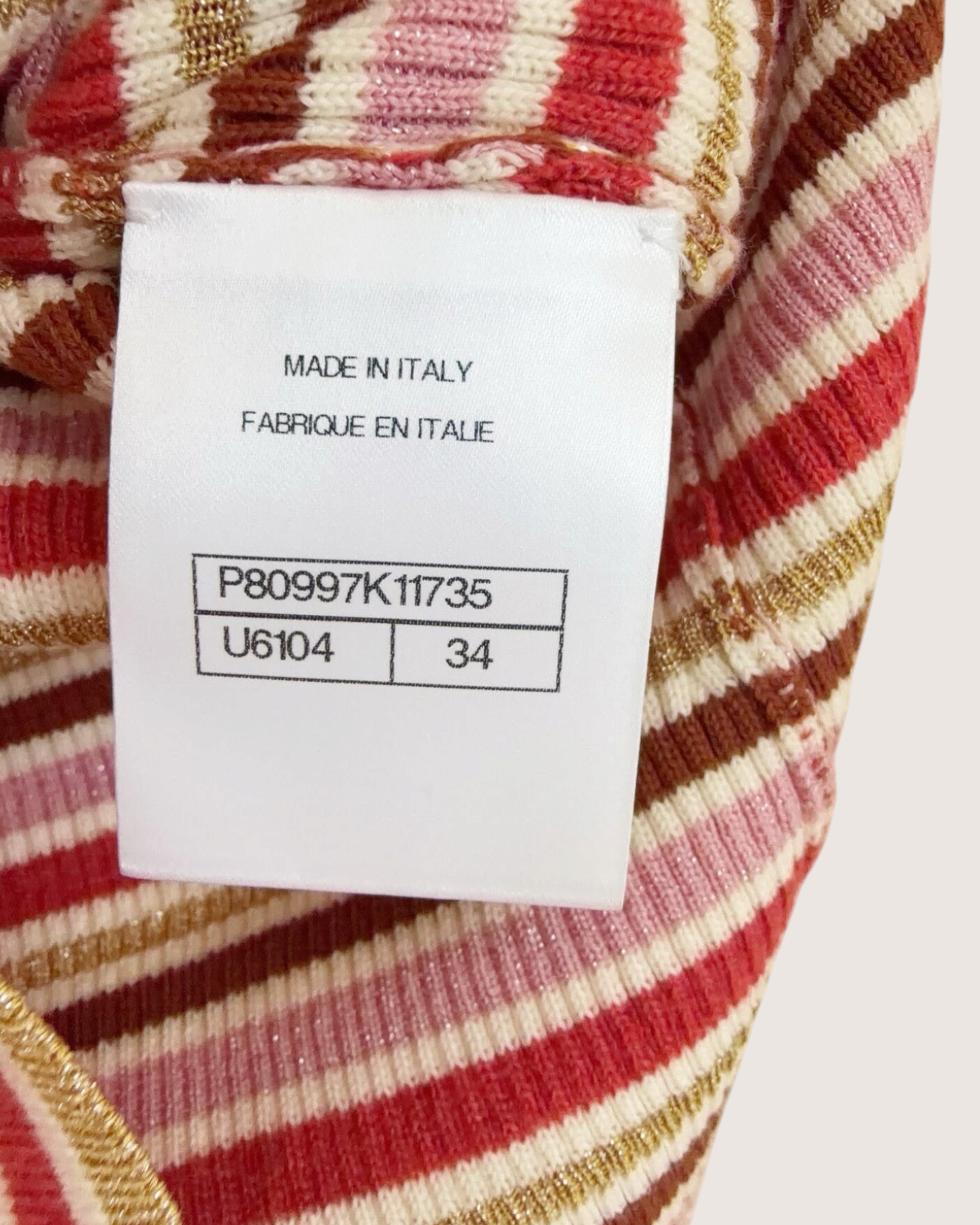 Chanel 26C Striped Polo Top Pink, Red, Multicolor FR 34