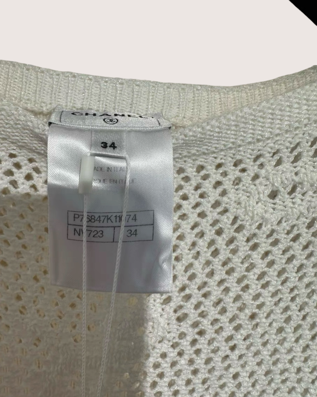 Chanel 24P Bow-Motif Openwork Mid-Length Dress White FR 34