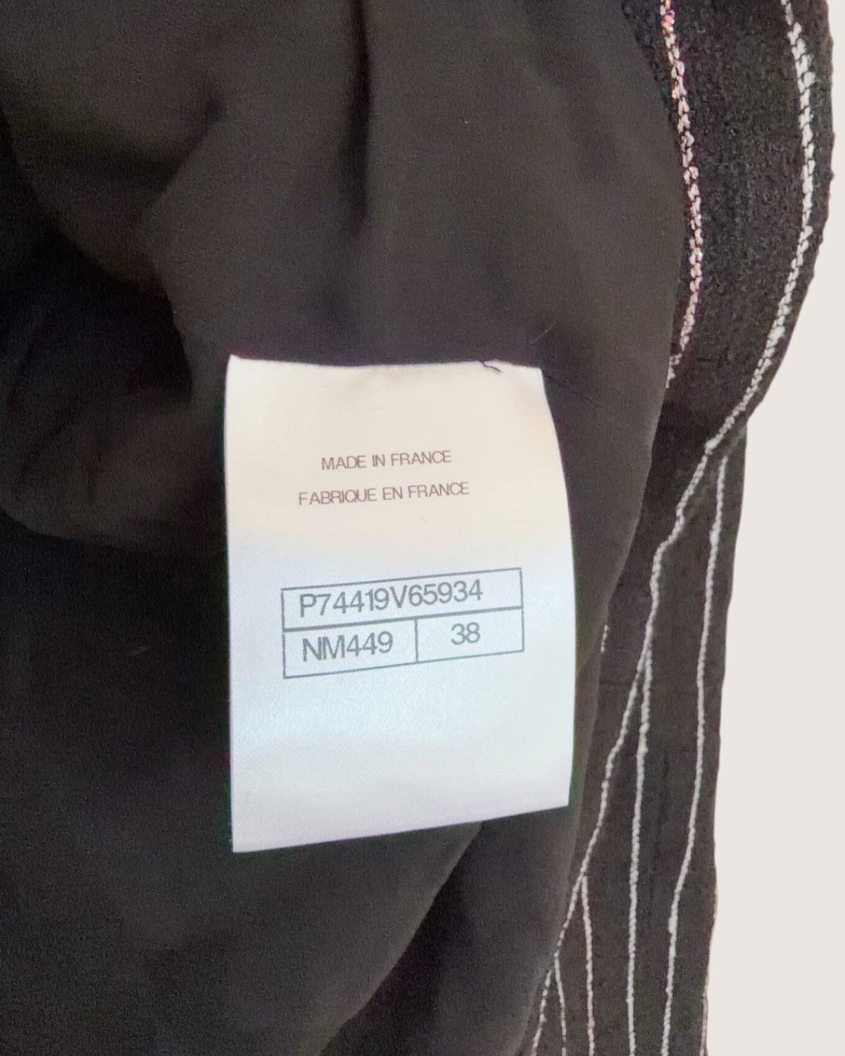 Chanel 23P Striped Tweed Jacket Black, White, Pink FR 38