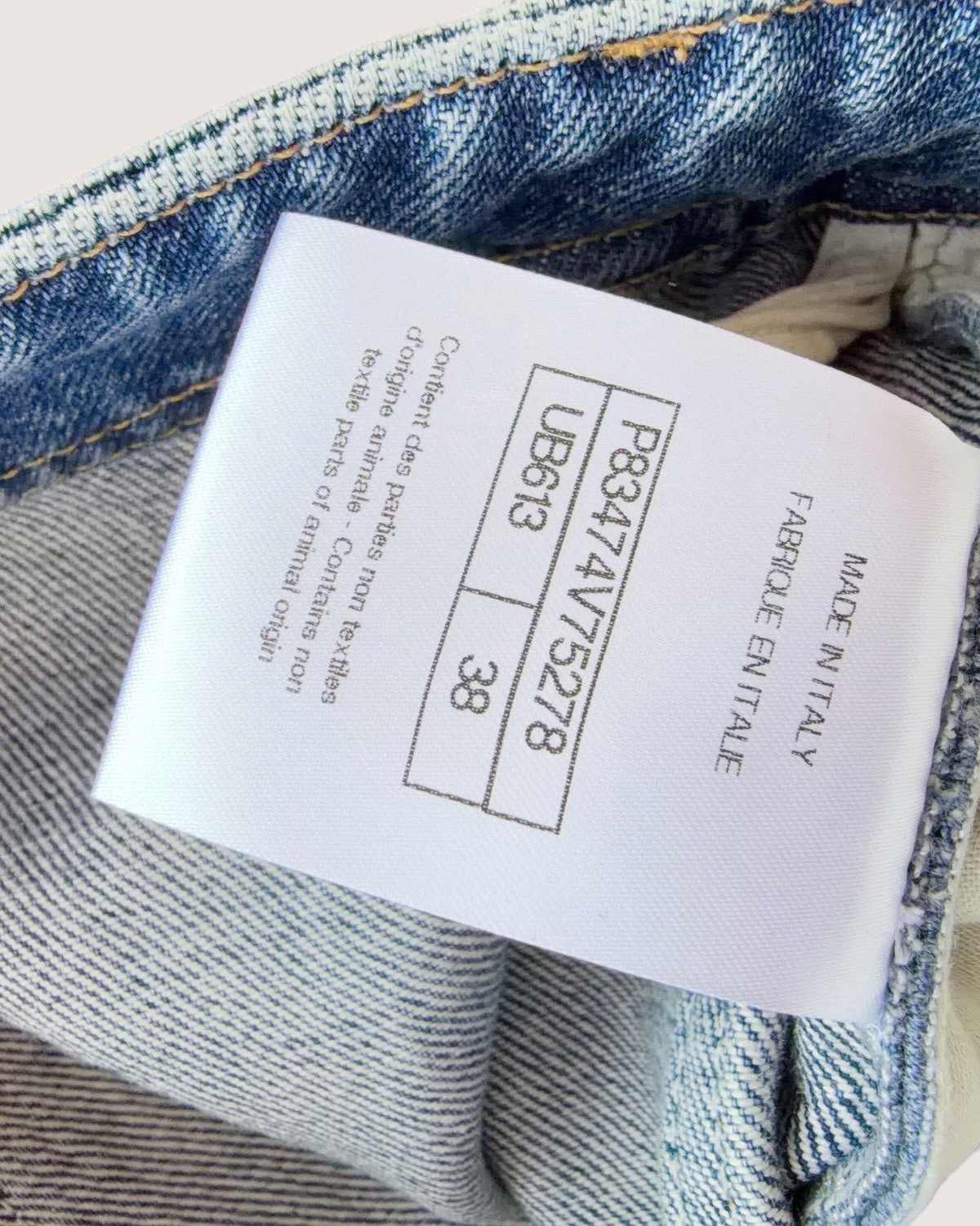 Chanel 26B CC-Embroidered Straight Denim Jeans Blue FR 38