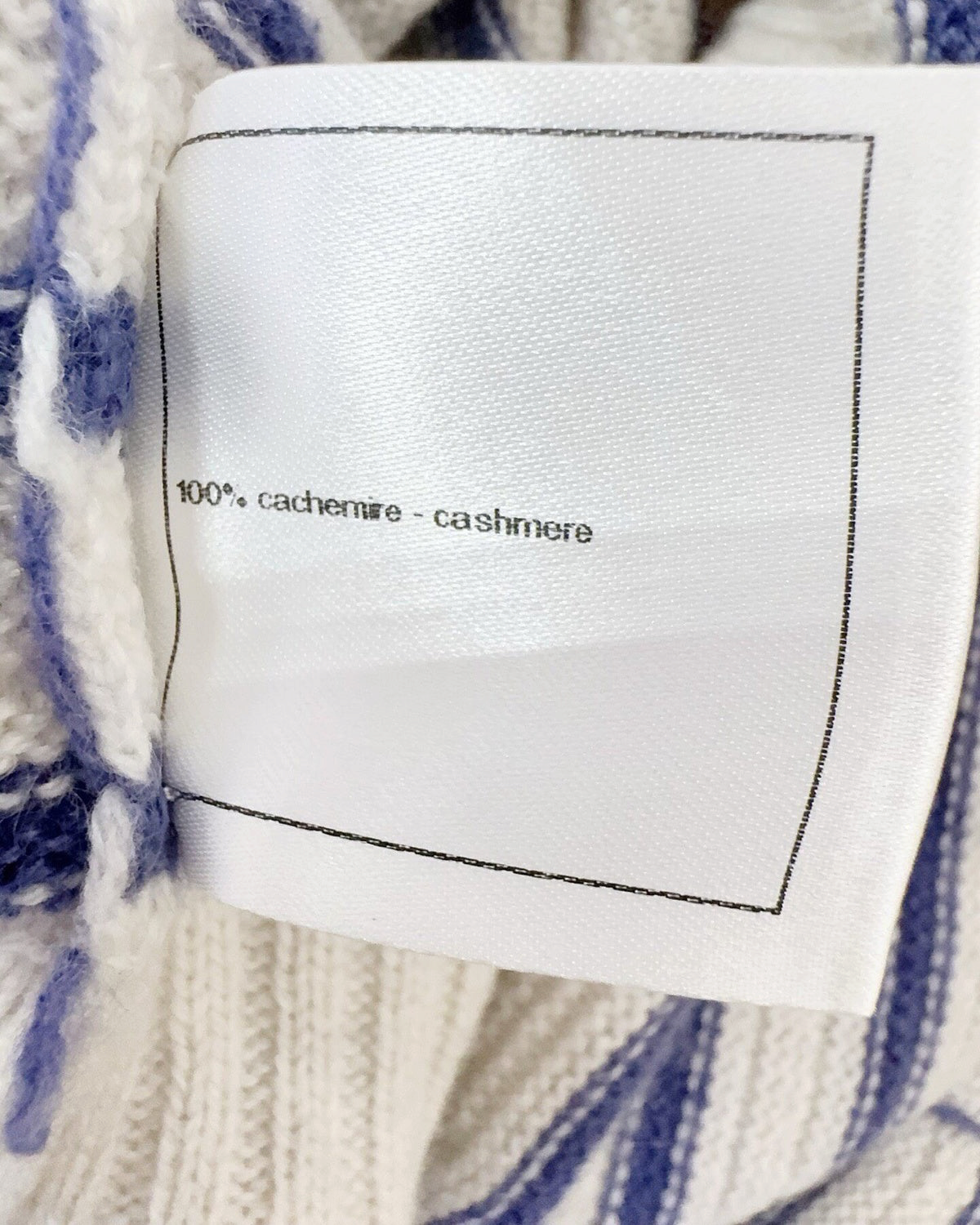 Chanel 15S Cashmere Striped Mid-Length Dress Beige/Ecru, Navy FR 38