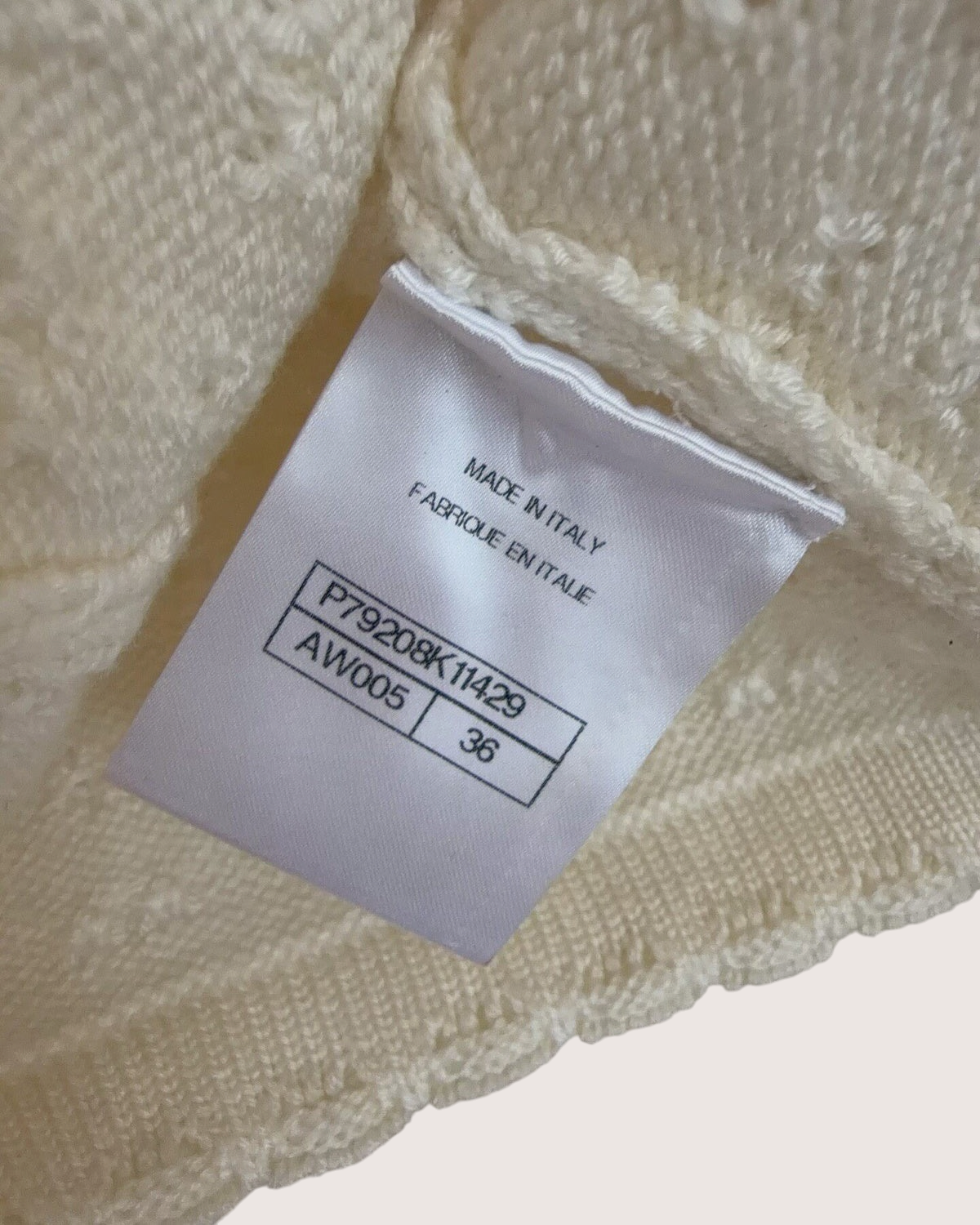 Chanel 25P Pointelle Top Beige/Ecru FR 36