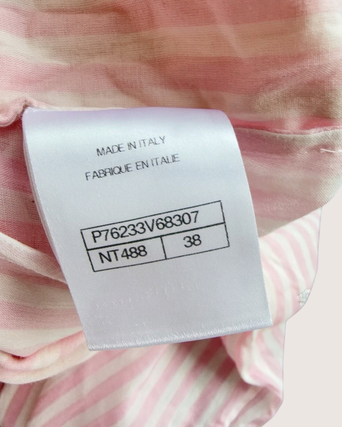Chanel 24M Coco Beach Striped Logo Trousers Pink, White FR 38