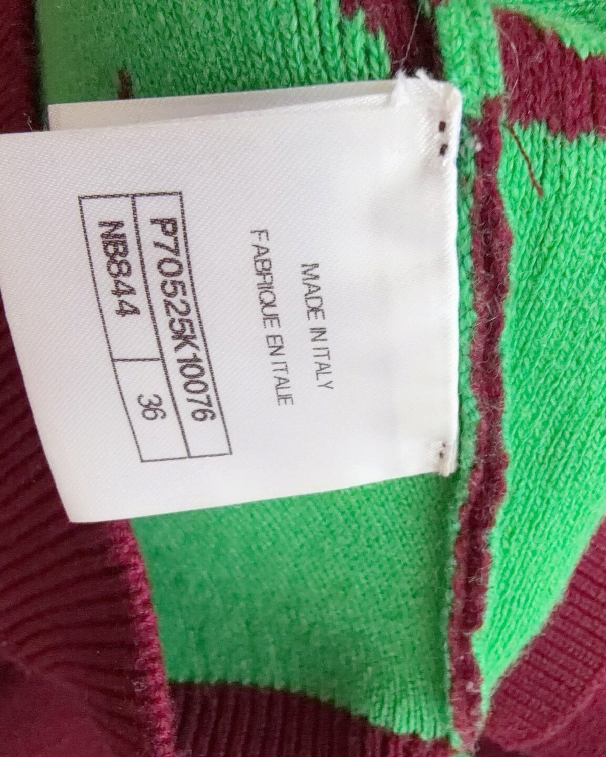 Chanel 21P Cashmere Cropped CC Logo Sweater Burgundy, Green FR 36