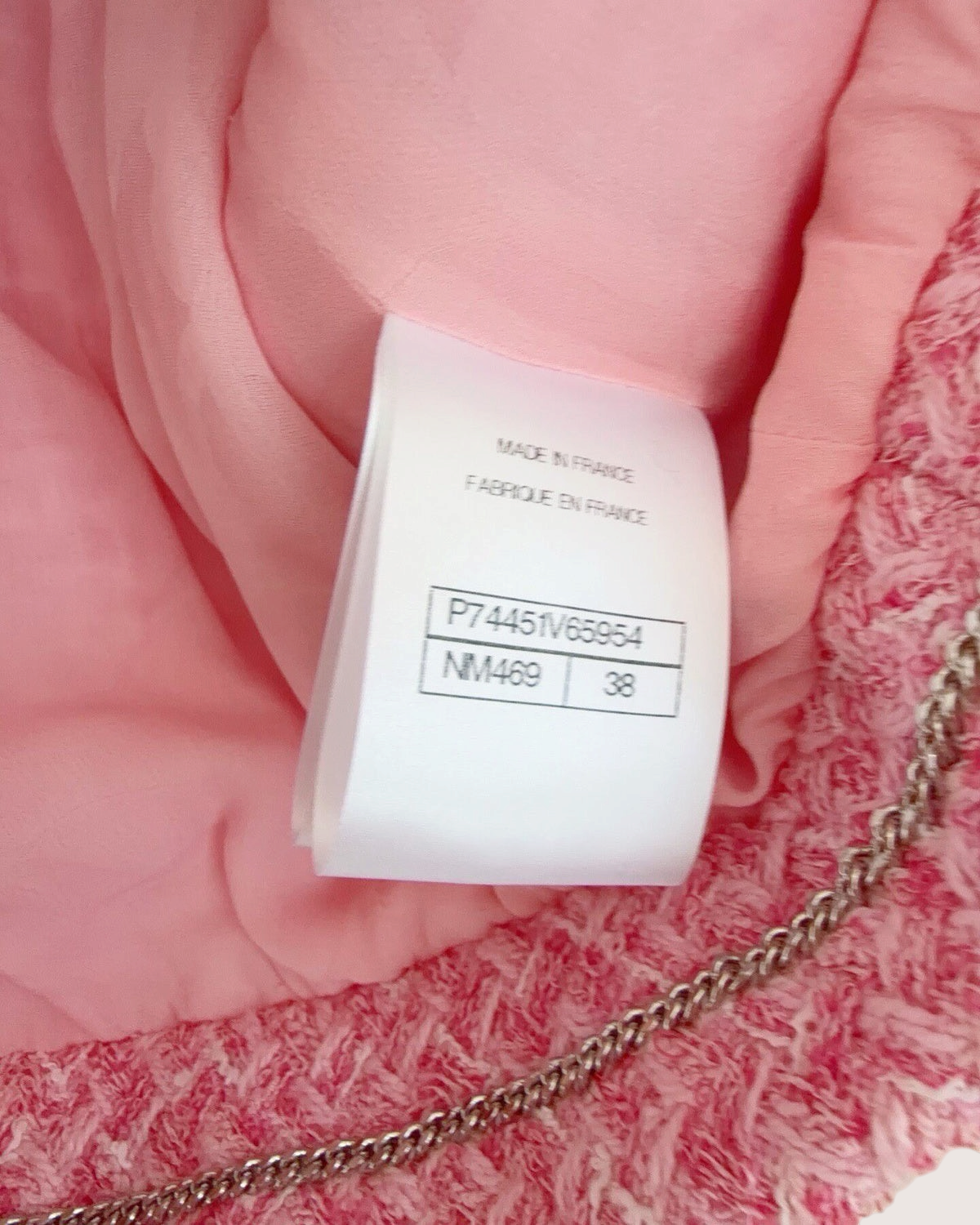 Chanel 23P Cropped Tweed Jacket Pink, White FR 38