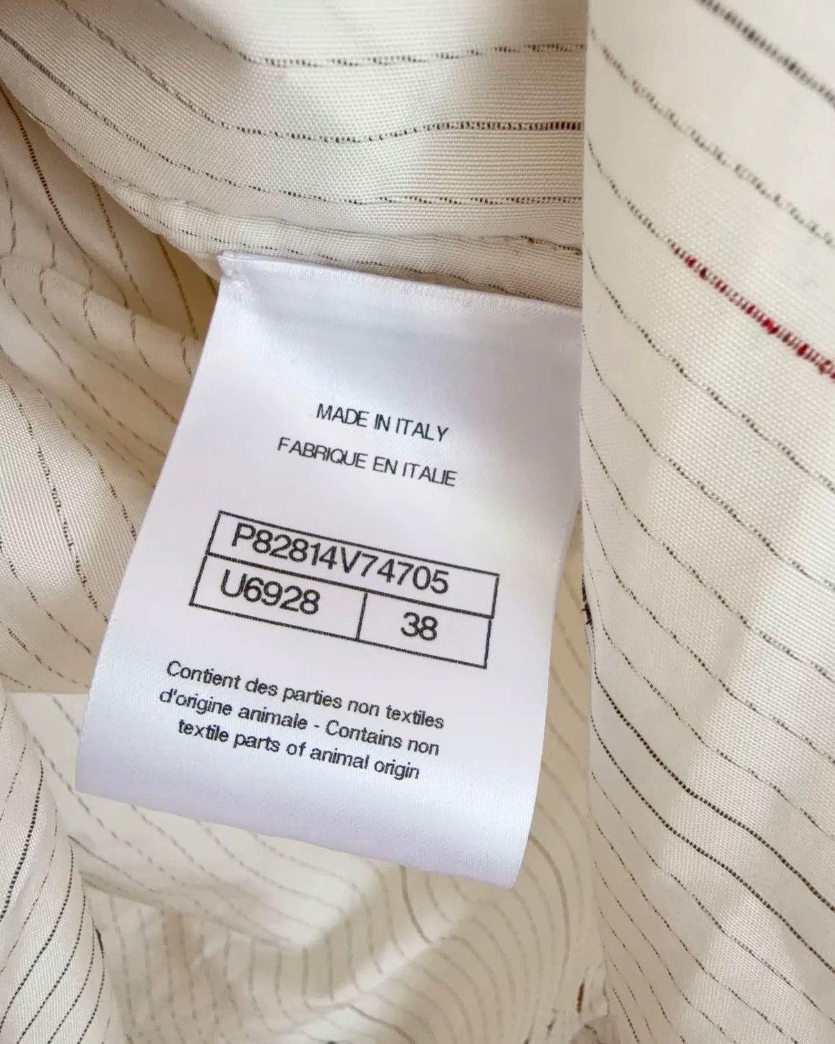Chanel 26A Striped Cotton Shirt Beige/Ecru FR 38