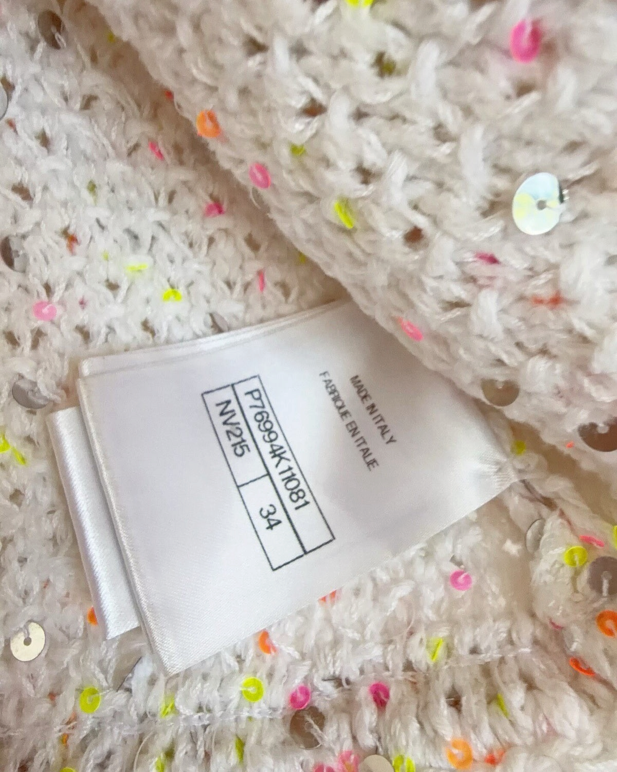 Chanel 24P Sequin Cardigan White, Pink, Multicolor FR 34